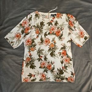 Premise floral print 3/4 sleeve, knitted Large, working zipper detail on back